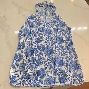 Coolibar Blue & White Floral Hooded Sunshirt